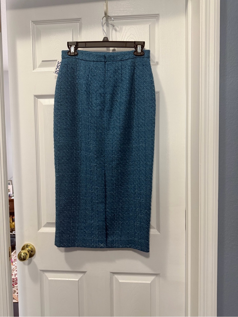Ann Taylor Teal Textured Midi Pencil Skirt - Picture 4 of 9